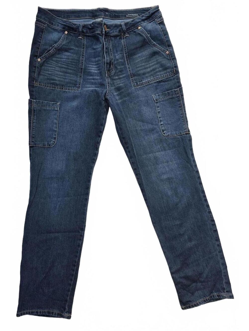 Natural Reflections Women's Slouchy Utility Cargo Jeans Cotton Blend  Size 12